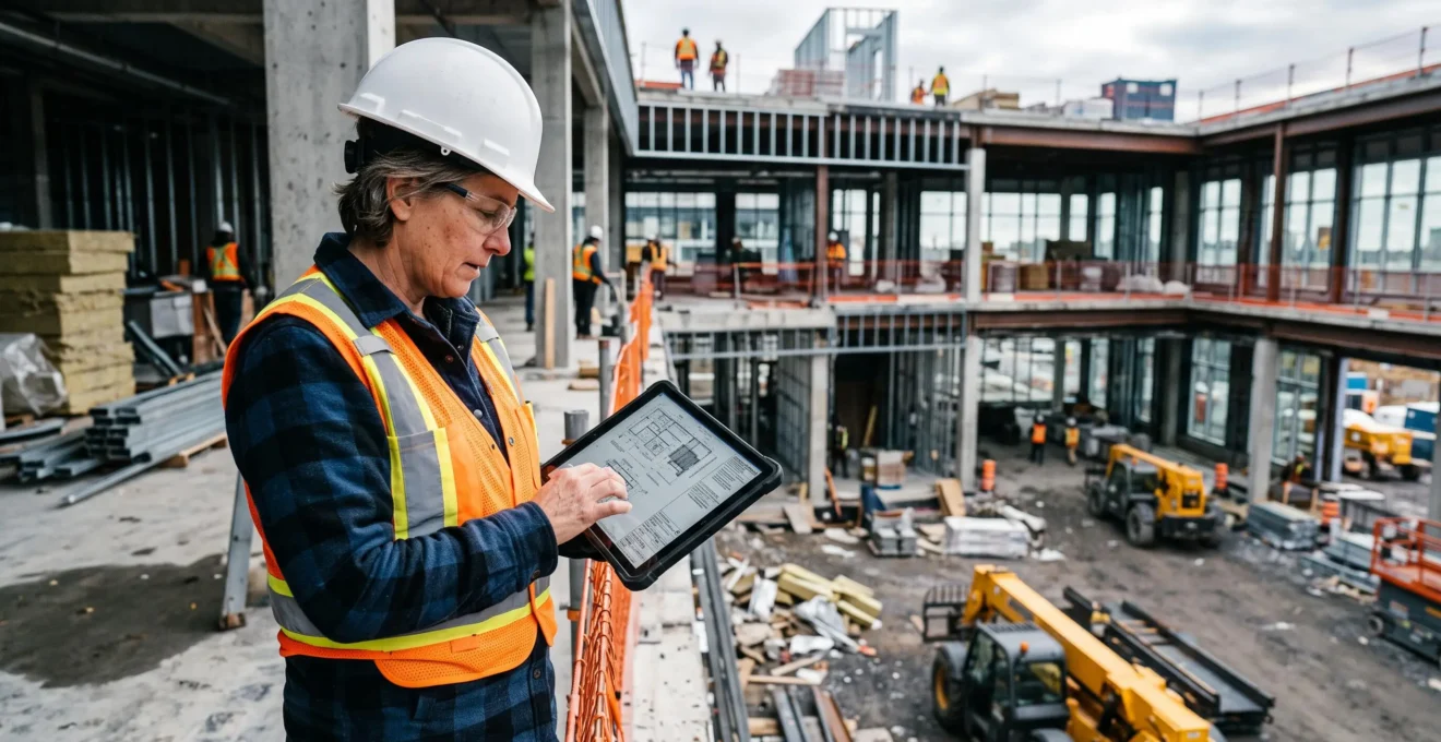 Gestionnaire de projet supervisant un chantier de construction commerciale de grande envergure au Canada